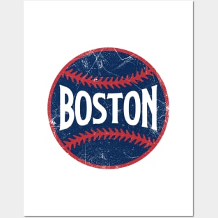 Boston Retro Baseball - White Posters and Art